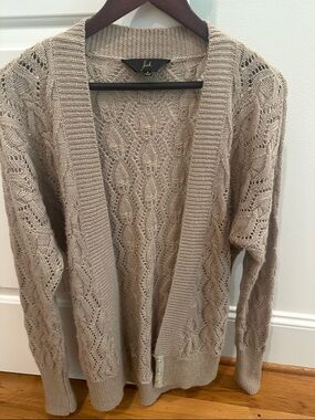 Beige Knit Open Cardigan